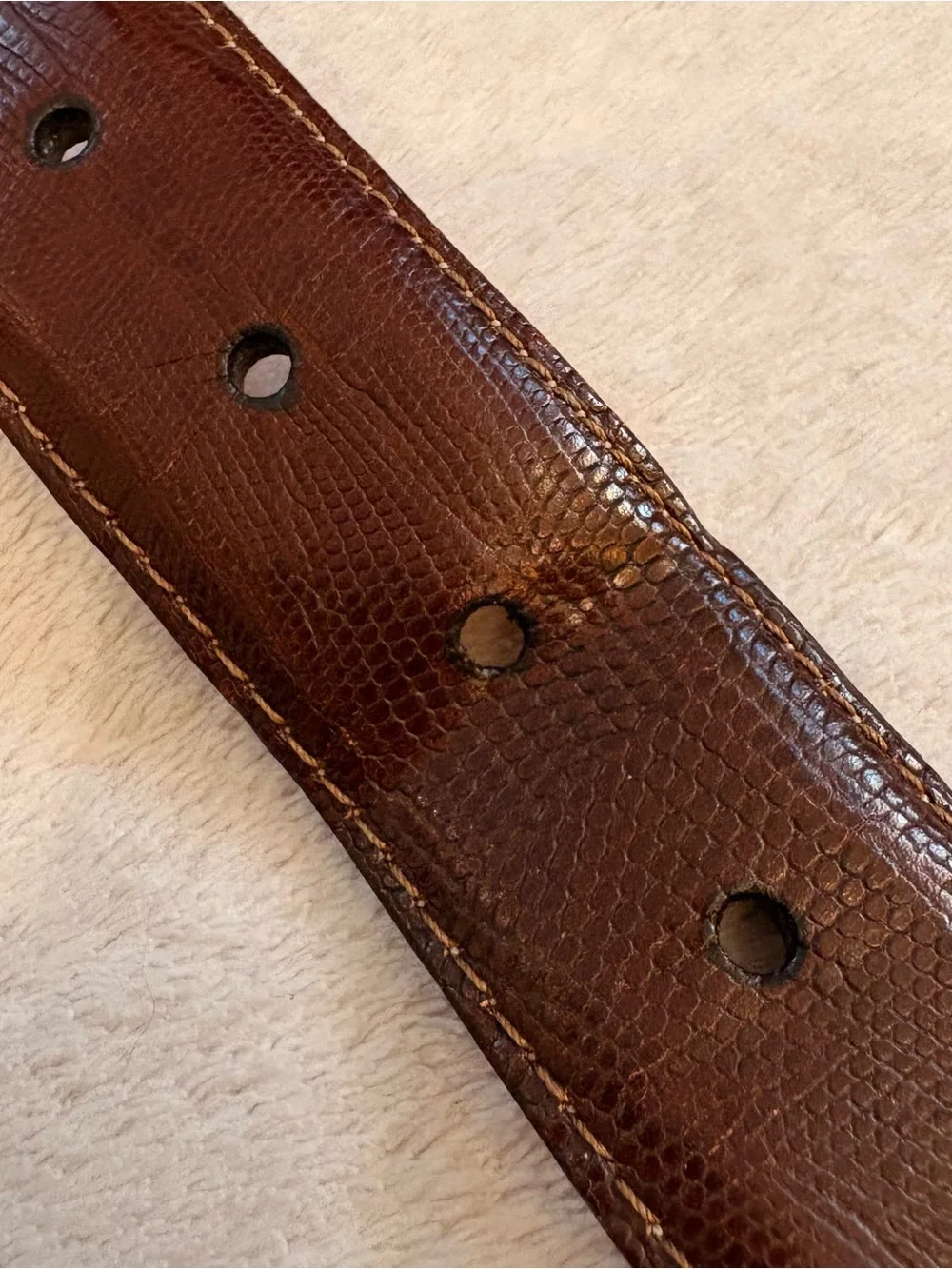 Martin Dingman Brown Lizard Skin Leather Belt Blackened Silver Buckle Sz 40